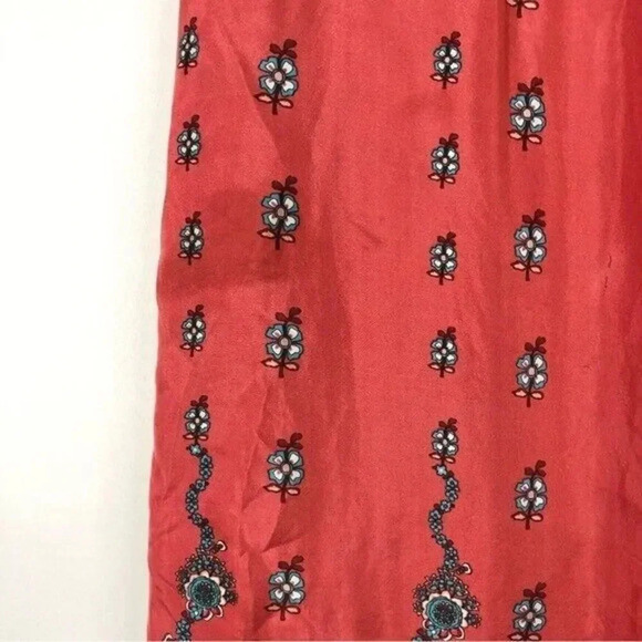 Johnny Was Red Blue Paisley Silk Tiered Maxi Skirt S - Picture 4 of 5